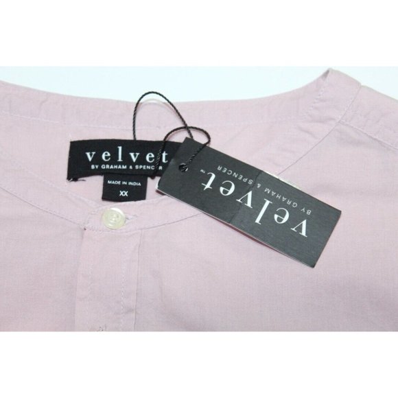 NWT Velvet Graham & Spencer Long Sleeve Collarless Button Up Pink Mens Shirt 2XL - Picture 3 of 7